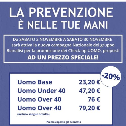 Promozione Bianalisi: Mese della Prevenzione Maschile